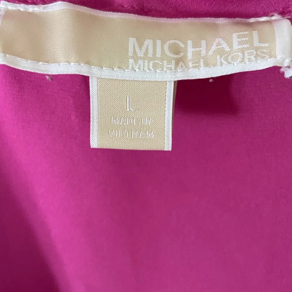 Michael Kors Women's Pink Zip-Up Blouse, size L